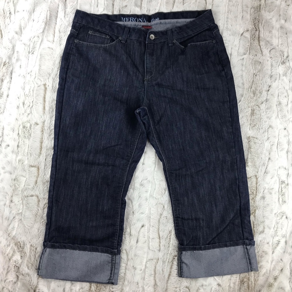 [Merona] Dark Denim Jean Copped Pants Size 16R Womens Bottoms Blue Jeans